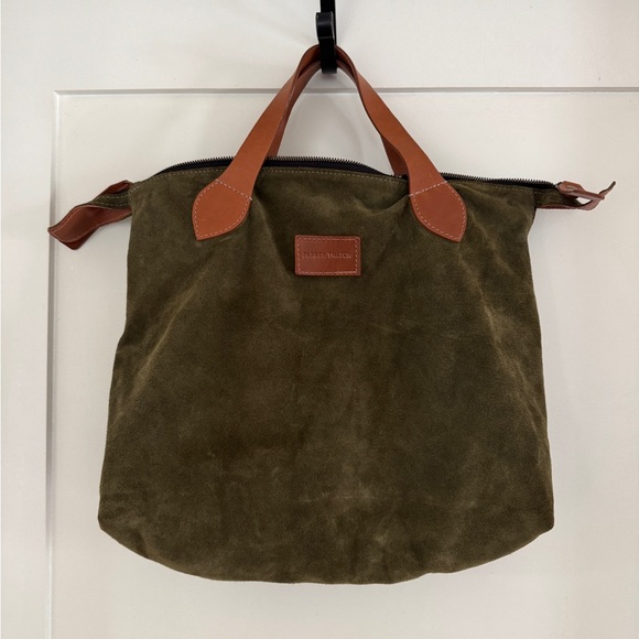 Parker Thatch Charlie Bag - Olive Green Tote Bag with Brown Handles - Picture 6 of 8